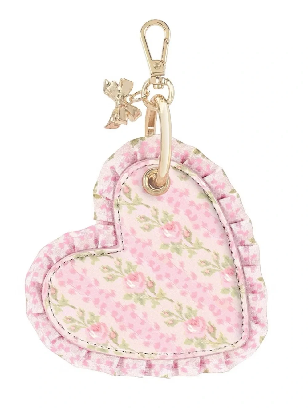 LoveShackFancy Blooming Heirloom Ruffled Heart AirTag Charm Strawberry Macaroon